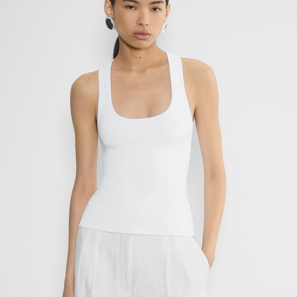 Babaton White Fitted Sleeveless Tank Top